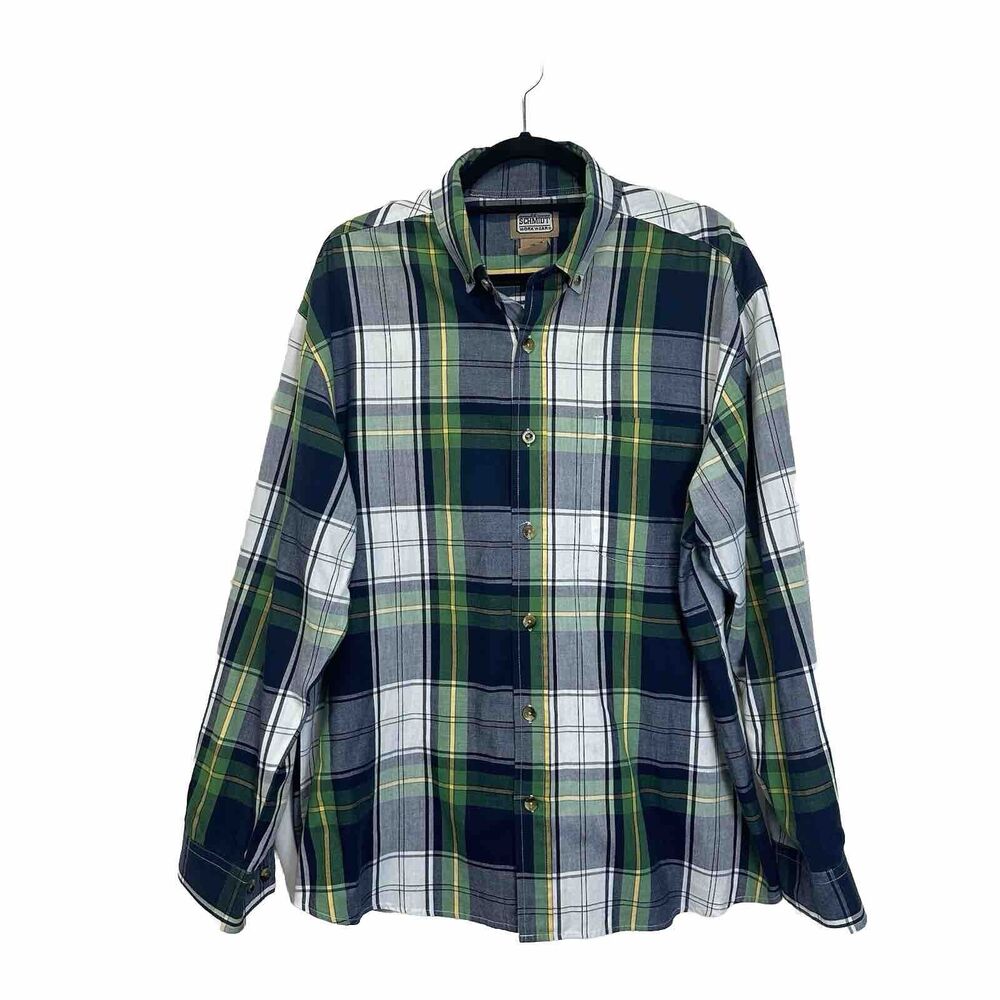 CE Schmidt Workwear Mens XL Button Down Long Sleeve Cotton Blend Shirt‎ Plaid